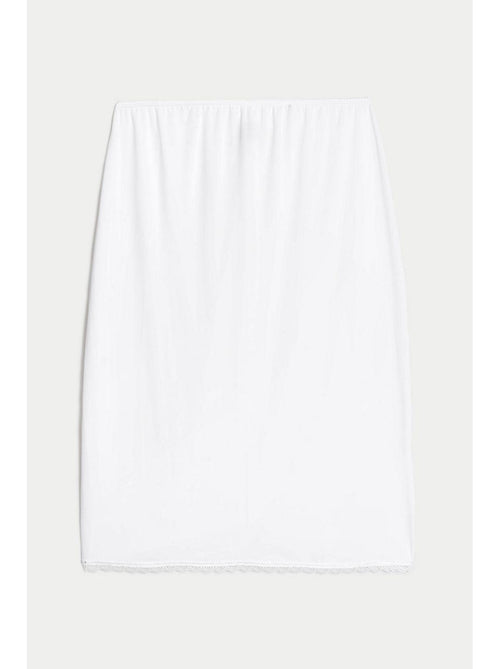 Ex M&S Womens Lace Waist Slip Underskirt White