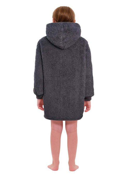 Girls Charcoal Grey Novelty Fleece Snuggle Hoodie