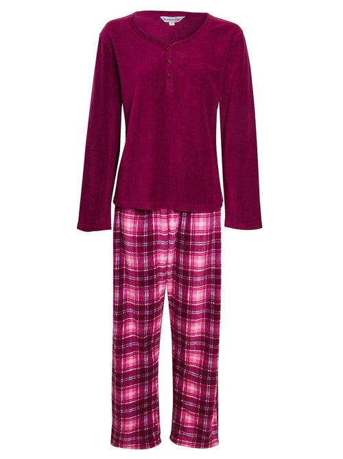 Grandad Collar Microfleece Fleece Tartan Pyjamas