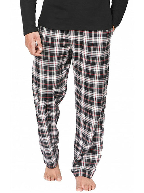 Mens Flannel Lounge Pants Black Red White