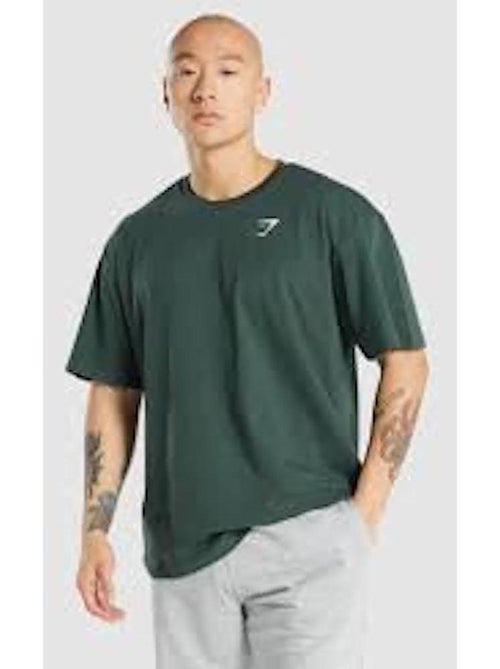 Mens Gymshark Dark Green Cotton T-Shirt