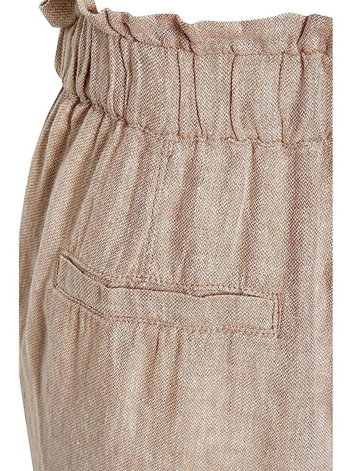 Paper Bag Full Length Linen Trousers Beige