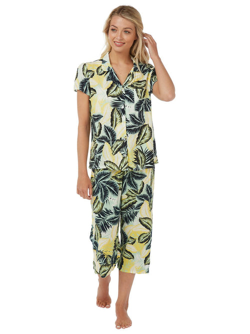 Summer Viscose Cropped Pyjamas Aqua Palm