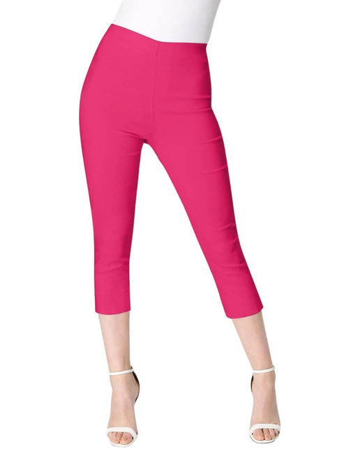 Womens Capri Cropped Trousers Hot Pink