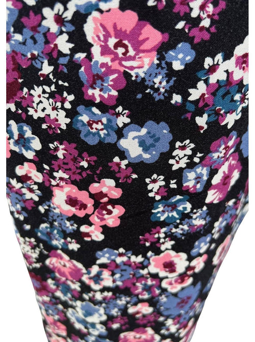 Womens Floral Linen Trousers Pink Blue