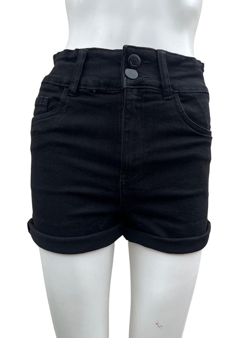 Womens High Waist Black Denim Shorts