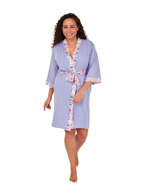 Womens Jersey Cotton Summer Kimono Blue