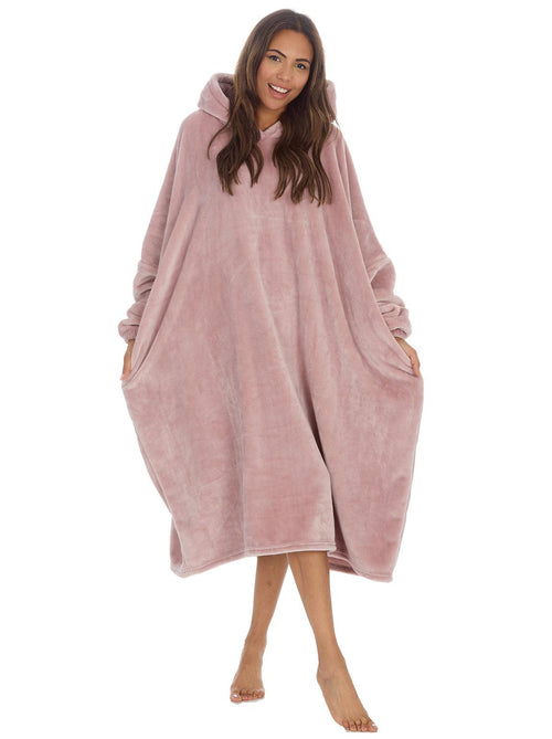 Womens Pink Champagne Fleece Blanket Hoodie