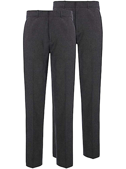 2 Pack Boys Viscose School Trousers Charcoal