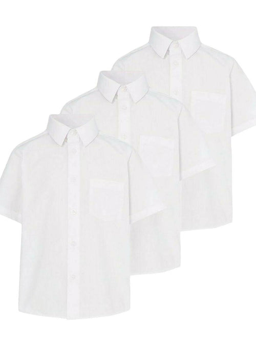 3 Pack Boys White Easy Iron School Shirts