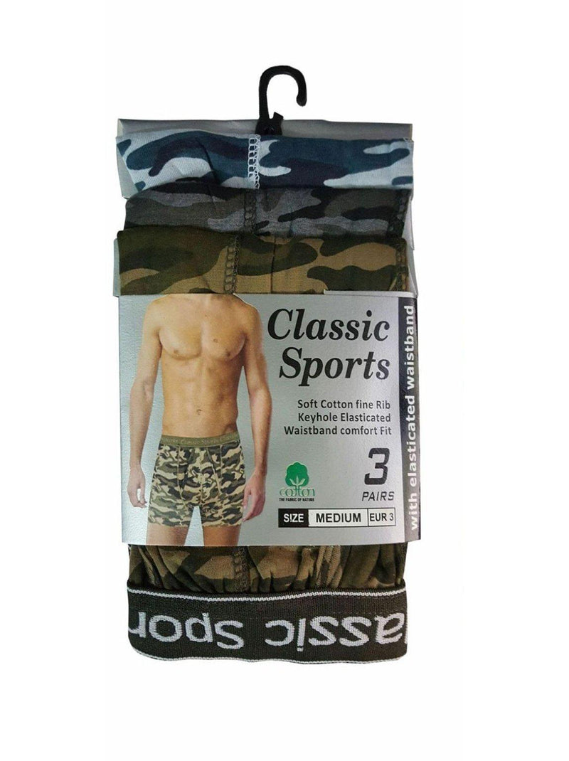 3 Pack Mens Camo Sport Boxer Shorts