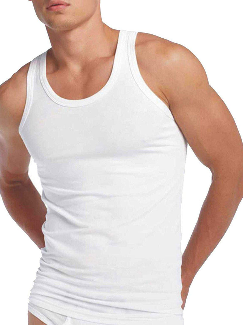 3 Pack Mens White 100% Cotton Vests