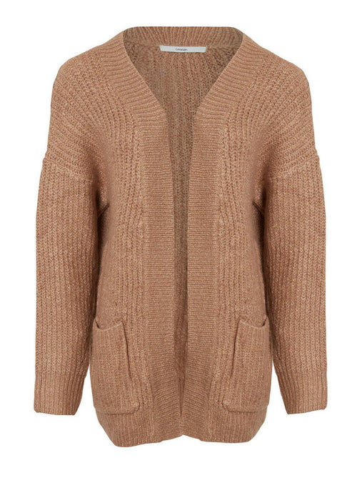 Chunky Knitted Open Cardigan Camel