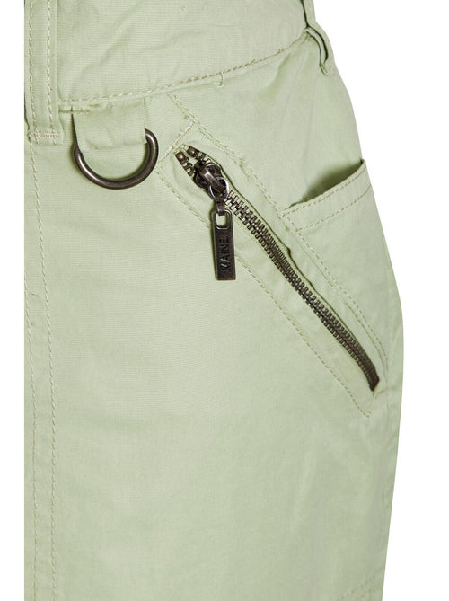 Cropped 3/4 Shell Ribbed Trousers Green