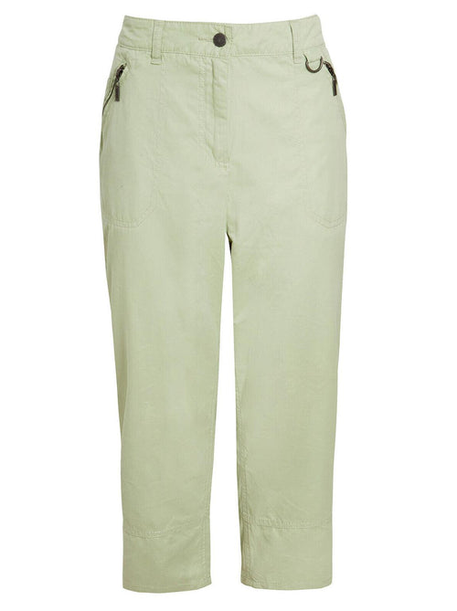 Cropped 3/4 Shell Ribbed Trousers Green