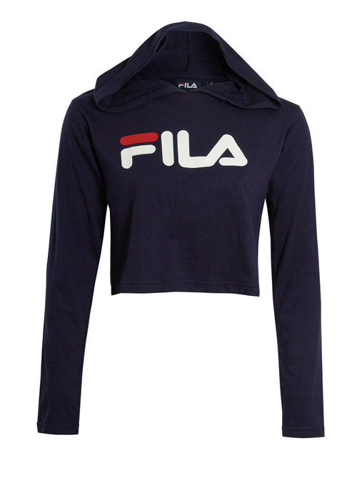Cropped FILA Hooded T-Shirt Navy