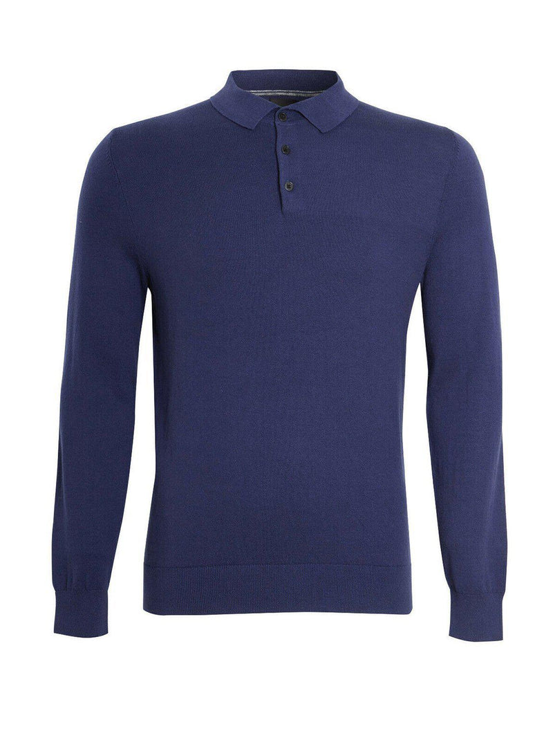 Ex Burton Long Sleeve Knitted Polo Airforce