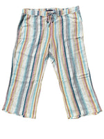 Ex M&S Striped Linen Trousers Turq Multi
