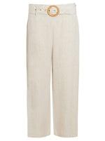 Ex Oasis Belted 3/4 Cropped Linen Trousers