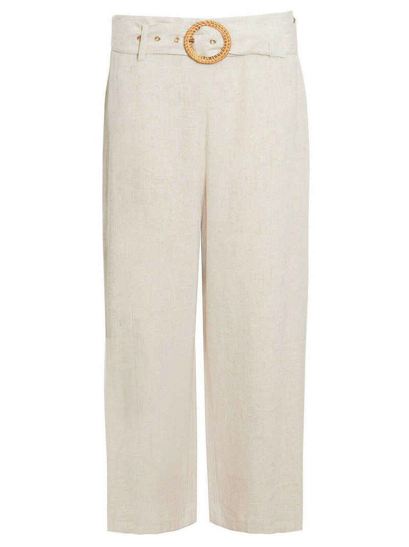 Ex Oasis Belted 3/4 Cropped Linen Trousers