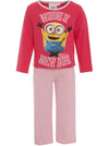Girls Deep Pink Cotton Minions Character Pyjamas