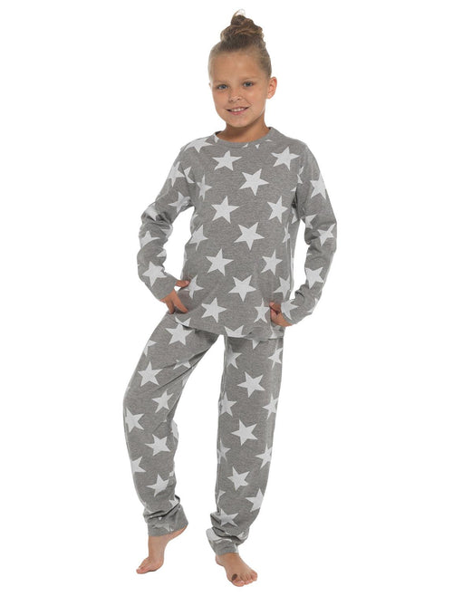Girls Grey Stars Jersey Pyjamas