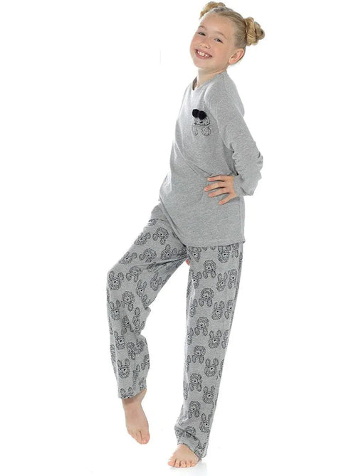 Girls Light Grey Cockapoo Jersey Pyjamas