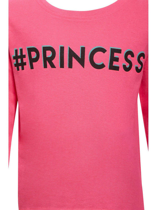 Girls Long Jersey Pyjamas Hot Pink Princess