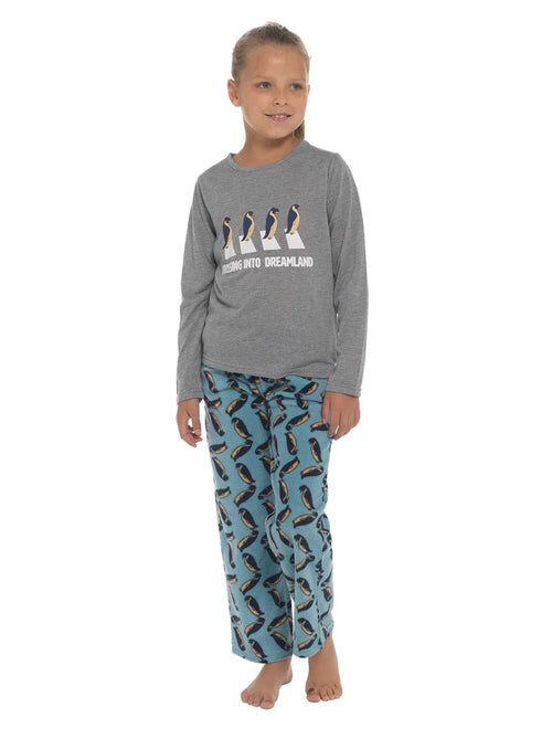 Girls Penguin Jersey Fleece Pyjamas