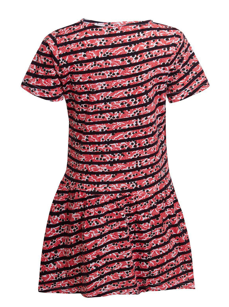 Girls Summer Jersey T-Shirt Dress Red Striped