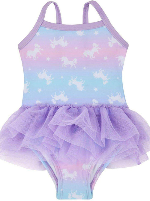 Girls Tutu Lilac Unicorn Swimsuit