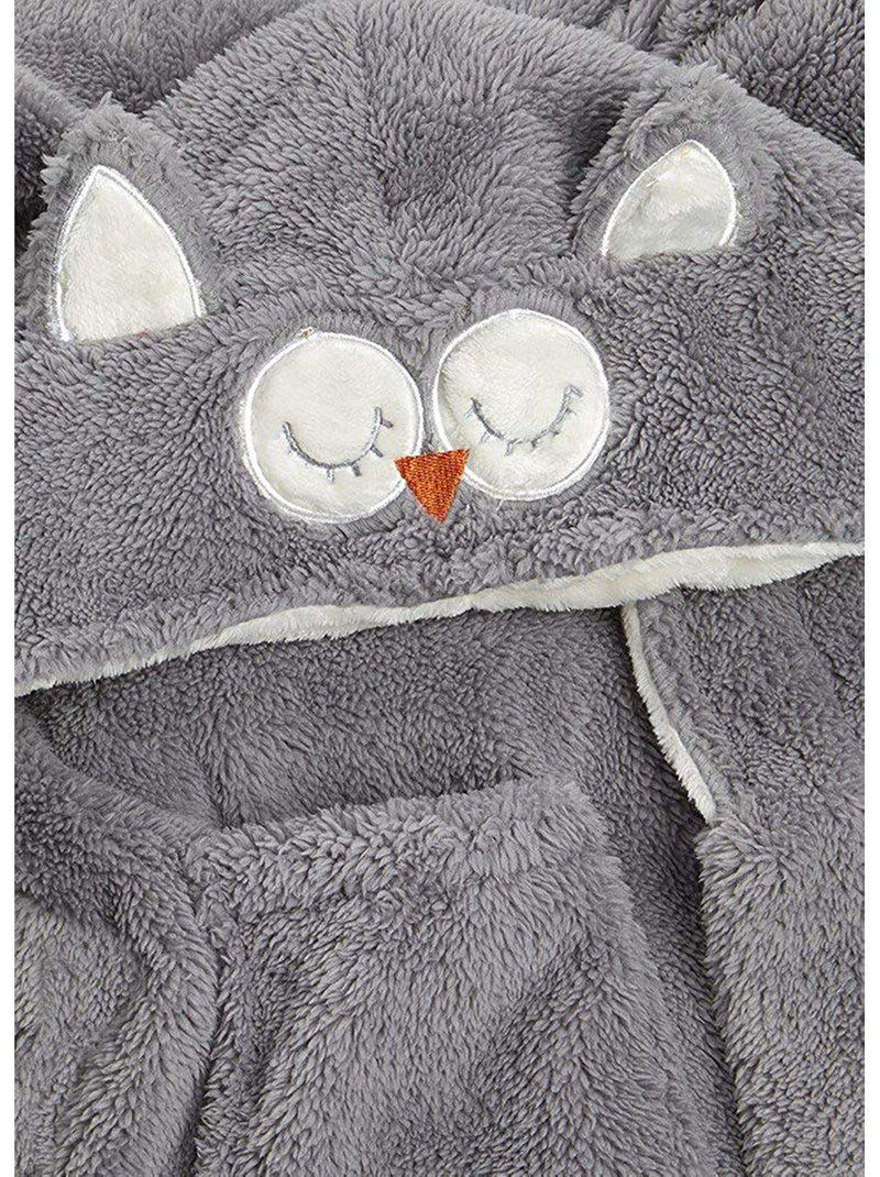 Grey Kids Cartoon Owl Dressing Gown