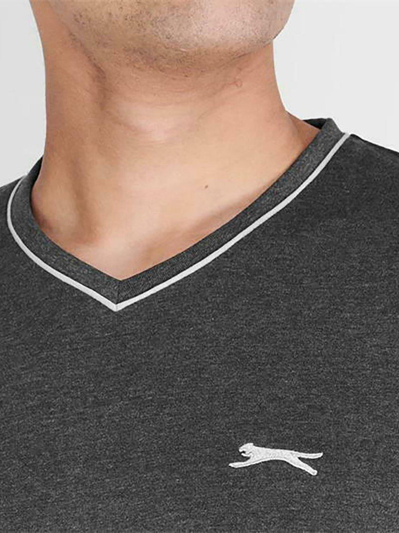 Grey Slazenger V Neck Cotton T-Shirt