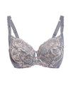 Grey and Pink Non Padded Balcony Bra