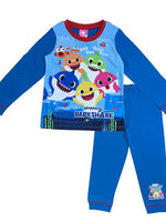 Kids Baby Shark Blue Cotton Character Long Pyjamas