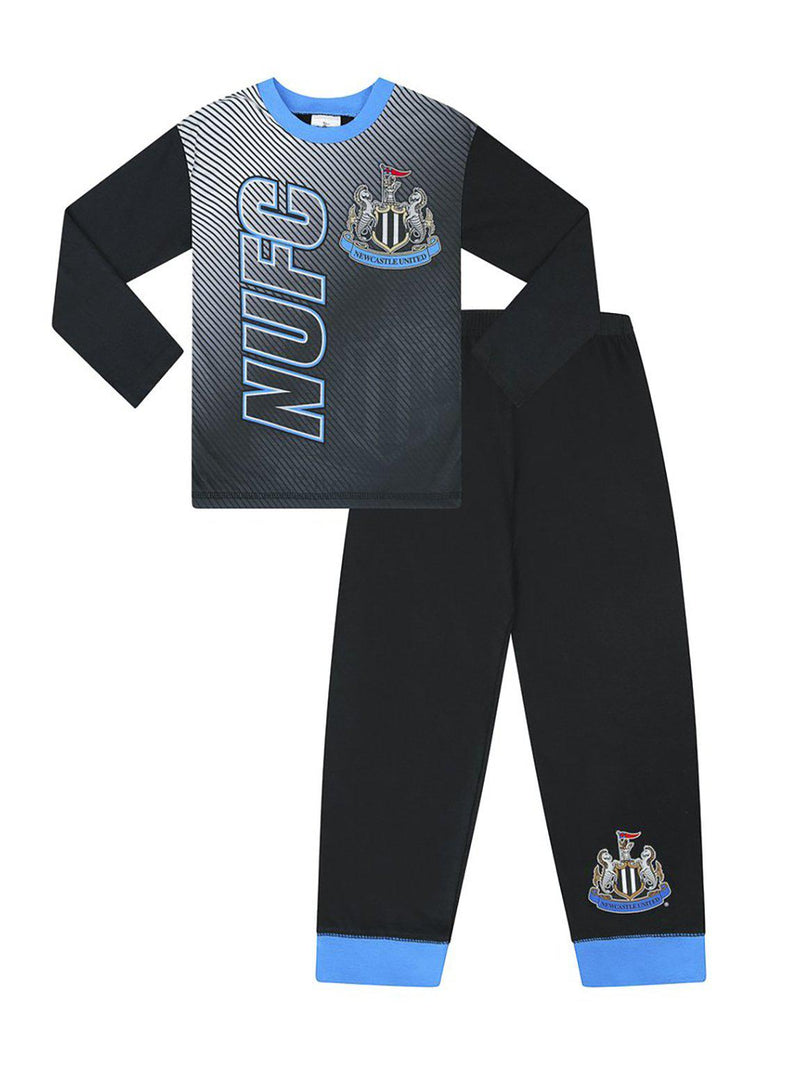 Kids Newcastle United Football Black Cotton Long Pyjamas