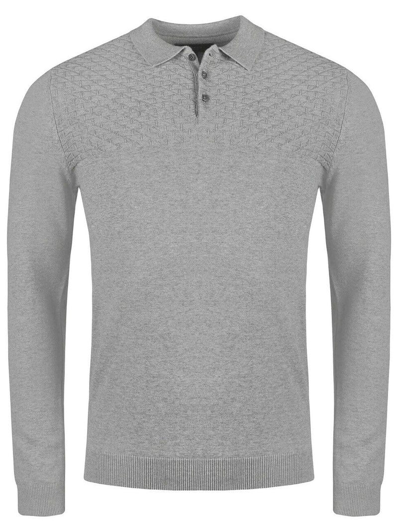 Knitted Long Sleeve Polo Shirt Grey