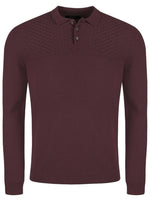 Knitted Long Sleeve Polo Shirt Maroon