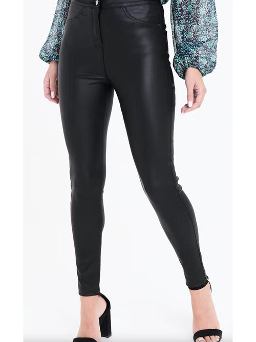 Leather Look High Waist Jeggings Jeans