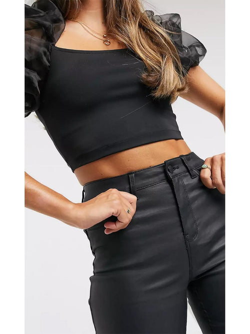Lift and Shape Black Leather Look Jeans