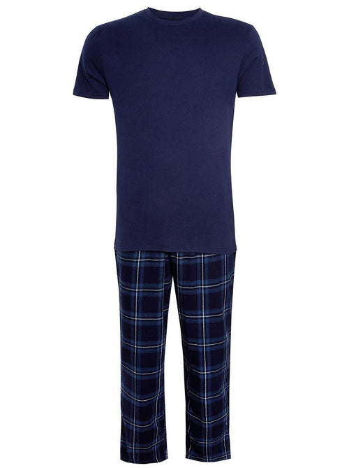 Mens Full Length Jersey Pyjamas Navy