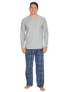 Mens Grey Fleece Top Check Pants Pyjamas