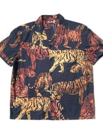 Mens Hawaiian Tiger Print Cotton Short Sleeve Shirt