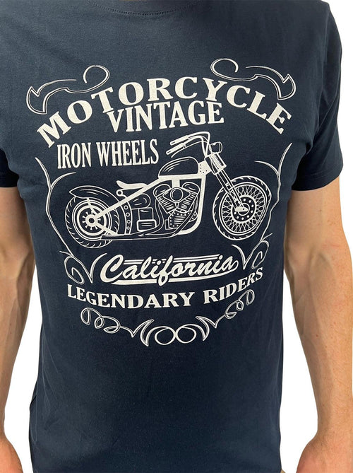 Mens Jersey Vintage Motorcycle T-Shirt Navy