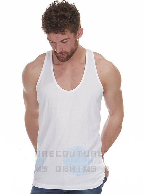Mens Plain Muscle Sleeveless Vest White