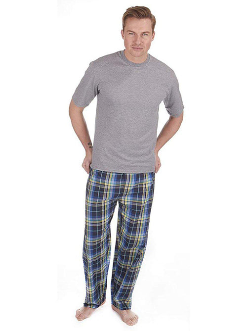 Mens Plain Tee Long Pants Lounge Pyjamas
