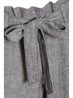 Paper Bag Full Length Linen Trousers Grey