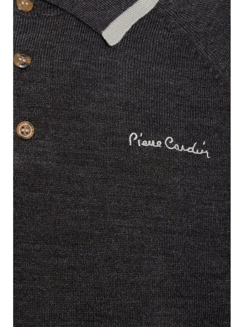 Pierre Cardin Long Sleeve Acrylic Polo Grey