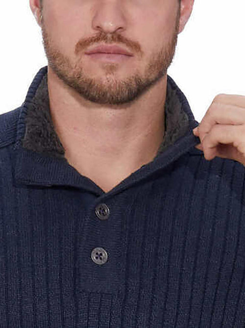 Sherpa Lined Button Funnel Knit Jumper