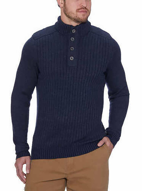 Sherpa Lined Button Funnel Knit Jumper